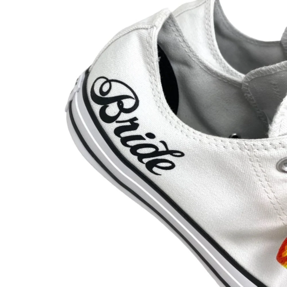Converse Ctas OX Low Wedding White Canvas Women's Sneakers Custom 171213C- Multi - Picture 8 of 10